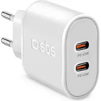 SBS Wall Charger 2xusb-c 45w White