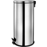 ROYAL SWISS 30L Pedaalemmer – Roestvrijstalen Afvalemmer met Draaghendel & Antislip Bodem – Hygiënisch Handsfree Ontwerp voor Keuken, Badkamer of Kantoor