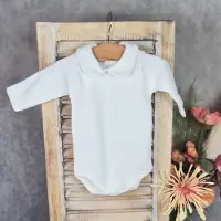 Babidu Romper/Body | Wit | Lange mouw | Gehaakt Randje langs kraag | 1190| 36 maanden| maat 98