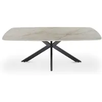 Molecule Apollo salontafel ovaal 130cm sintered stone beige met zwart metalen poot