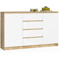 Akord Ladekast K160 met 4 Lades en 2 Deuren / Furniture Factory / Artisan Eik - Wit / 160 x 99 x 40 cm