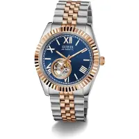 GUESS Analoog horloge 'CONNOISSEUR' navy / rose-goud / zilver