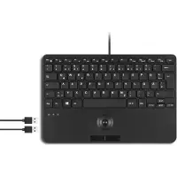 Perixx PERIBOARD-526 H NL, Bedraad mini USB-toetsenbord met trackball - schaartoetsen - 2 USB-poorten (NL, Bedraad), Toetsenbord, Zwart
