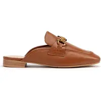 WITTCHEN Dames Leren Loafers met Open Hak Bruin Echt Leer