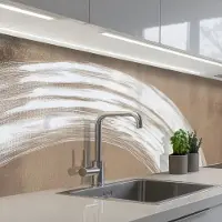 KitchenYeah Keuken achterwand 200x60 cm - Spatscherm zelfklevend Verf - Bruin - Japandi - Muurbeschermer - Spatwand fornuis