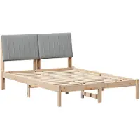 vidaXL Bedframe met hoofdeinde Bruin 135 x 190 cm Massief grenenhout