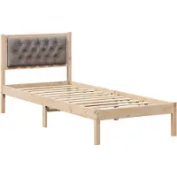 vidaXL Bedframe met hoofdeinde Taupe 90 x 200 cm Massief grenenhout