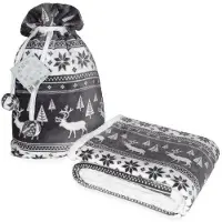 Faro Kerst fleece plaid 127 x 152 cm (Zwart/wit)