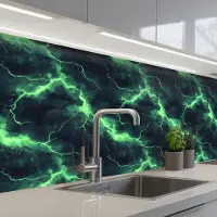 KitchenYeah Keuken achterwand 250x60 cm - Spatscherm zelfklevend Groen - Bliksem - Storm - Muurbeschermer - Spatwand fornuis