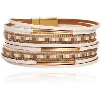 Deja Jewels Deja Armband goudkleurig met witte banden en mozaïek detail