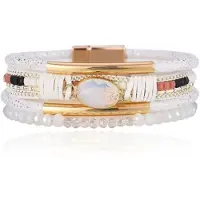 Deja Jewels DEJA Boho Armband goudkleurig met natuursteen in wit