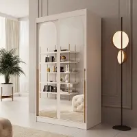 Meubella - Moniq - Kledingkast 2 schuifdeuren - Beige - 120x65x215 cm