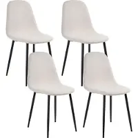 Beliani CRANDALL - Eetkamerstoel set van 4 - Lichtbeige - Polyester
