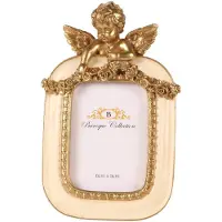 Baroque - Fotolijst - Fotolijst Engel 6 x 9 cm - Crème/Goud - Resin - Staand - 16.5x10.5x2.5 - Polyresin