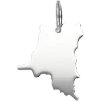 MOOYE ® - Collectie Zilveren Landkaart Congo Kinshasa ketting hanger