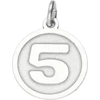 MOOYE ® - Collectie Zilveren cijfer 5 rond mat-glans kettinghanger