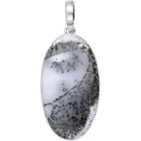 MOOYE ® - Collectie Zilveren Agaat Dendriet XL ovaal ketting hanger