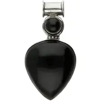 MOOYE ® - Collectie Zilveren zwarte Onyx edelsteen in hartvorm XL hanger
