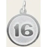 MOOYE ® - Collectie Zilveren cijfer 16 rond mat-glans kettinghanger