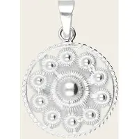 MOOYE ® - Collectie Zilveren Goese platte knop knoop 23 mm. ketting hanger