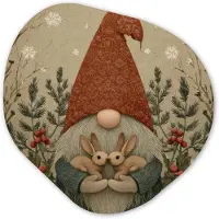 MuchoWow Organische wanddecoratie 90x90 cm - Organisch schilderij Kerstgnome - Konijntjes - Kleurrijk - Muurdecoratie woonkamer - Kamer decoratie - Schilderijen - Muurcirkel aesthetic