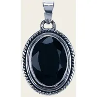 MOOYE ® - Collectie Zilveren Onyx zwart edelsteen ovaal facet geslepen kettinghanger