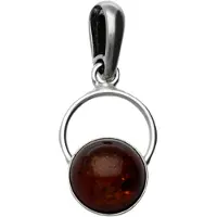 MOOYE ® - Collectie Zilveren Barnsteen rond met cirkel kettinghanger