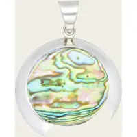 MOOYE ® - Collectie Zilveren Abalone fragment schelp rond groot kettinghanger