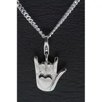 MOOYE ® - Collectie Zilveren Hand met hart Ik hou van je hanger én bedel