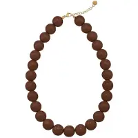 Yehwang - Bruine Kralenketting met gouden sluiting - 15 mm kralen - Bruin
