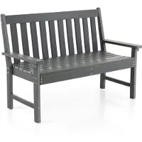 Costway Tuinbank, weerbestendig, zitbank van HDPE, parkeerbank voor 2-3 zits, balkonbank tot 320 kg belastbaar, terrasbank voor tuin, balkon en terras, 132 x 65 x 91 cm, grijs