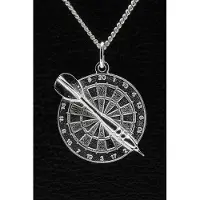MOOYE ® - Collectie Zilveren Dartbord ketting hanger - met pijl