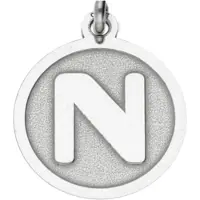 MOOYE ® - Collectie Zilveren Letter N rond mat en glans kettinghanger