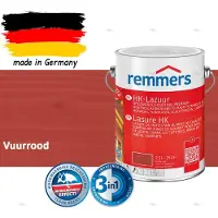 Remmers HK-Lazuur 3in1 Vuurrood 2,5L – Premium Houtbeschermingsbeits voor Buiten – Oplosmiddelhoudend – UV- & Vochtwerend – Impregneer, Grondlaag & Beits in Eén