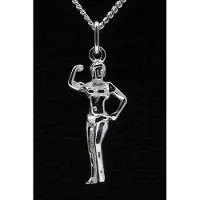MOOYE ® - Collectie Zilveren Bodybuildster ketting hanger