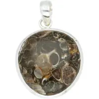 MOOYE ® - Collectie Zilveren Fossiel rond kettinghanger