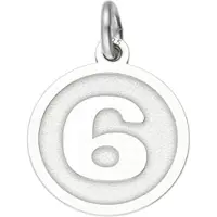 MOOYE ® - Collectie Zilveren cijfer 6 rond mat-glans kettinghanger