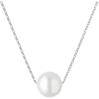 Gaura - Zilveren ketting met witkleurige parel – Lengte 40–45 cm – 925 zilver met rhodium afwerking
