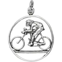 MOOYE ® - Collectie Zilveren Fietser in ring detail ketting hanger