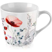 Orion Mok Porselein Bloemen KLAPROZEN 430 ml - Koffiemok - Theebeker - Koffie - Beker