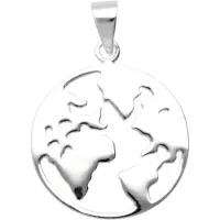 MOOYE ® - Collectie Zilveren De Aarde Wereld continent in ring groot kettinghanger
