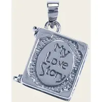 MOOYE ® - Collectie Zilveren Foto medaillon boek My love story 2 foto's ketting hanger"