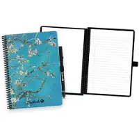 Bambook Dutch Masters uitwisbaar notitieboek - Van Gogh - Amandelbloesem - A5 - Pagina's: Blanco & Gelinieerd - Duurzaam, herbruikbaar whiteboard schrift - Met 1 gratis stift