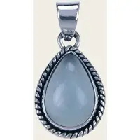 MOOYE ® - Collectie Zilveren Chalcedoon aqua edelsteen druppel met parelrand kettinghanger