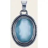 MOOYE ® - Collectie Zilveren Chalcedoon aqua edelsteen ovaal facet geslepen kettinghanger