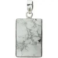 MOOYE ® - Collectie Zilveren Howliet edelsteen rechthoek groot hanger