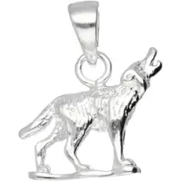 MOOYE ® - Collectie Zilveren Wolf huilend naar de maan kettinghanger