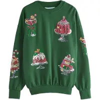 Next Sweatshirt 'Christmas Food' groen / lila / bordeaux / zilver