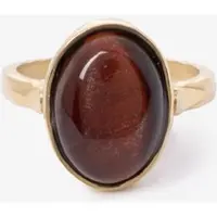 Sissy-Boy Gold plated ring met ovale steen | Maat: 17
