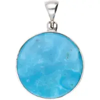 MOOYE ® - Collectie Zilveren Turkoois Turquoise edelsteen rond glad groot kettinghanger